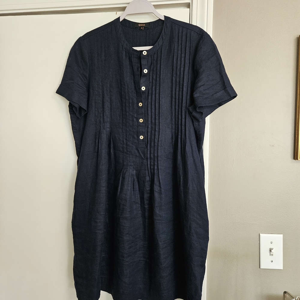 Quince 100% European Linen Short Sleeve Swing Dress - Picture 2 of 9